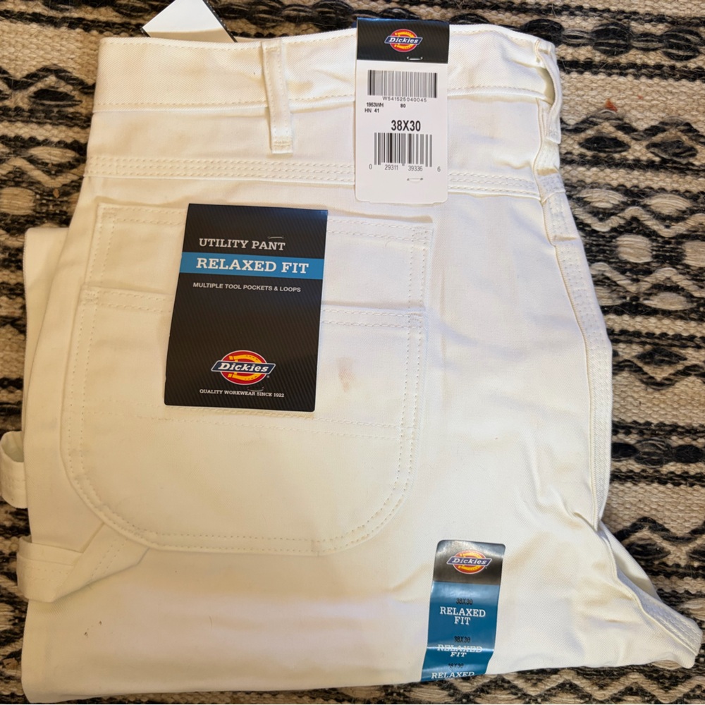 Dickies White Men's Utility Pants Multiple Tool Pockets 38 x 30